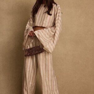 12th Tribe Clear Breeze Striped Chiffon Pants Size MM